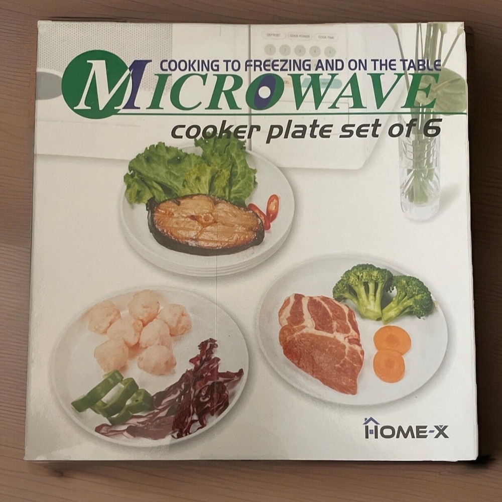 Home-X Microwave Cooker Plate Set 6 White Freezer to Table 53409 Made in Taiwan